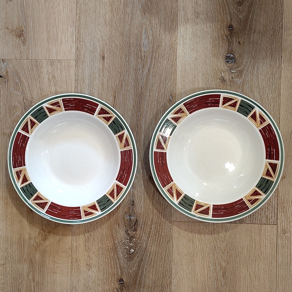 Tienshan Prairie Multicolor Ceramic Dinnerware large bowls Set of 2